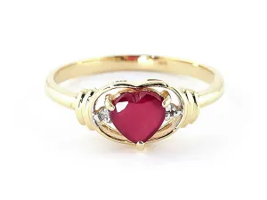 1.01 Carat 14K Solid Yellow Gold Woman Of Substance Ruby Diamond Ring