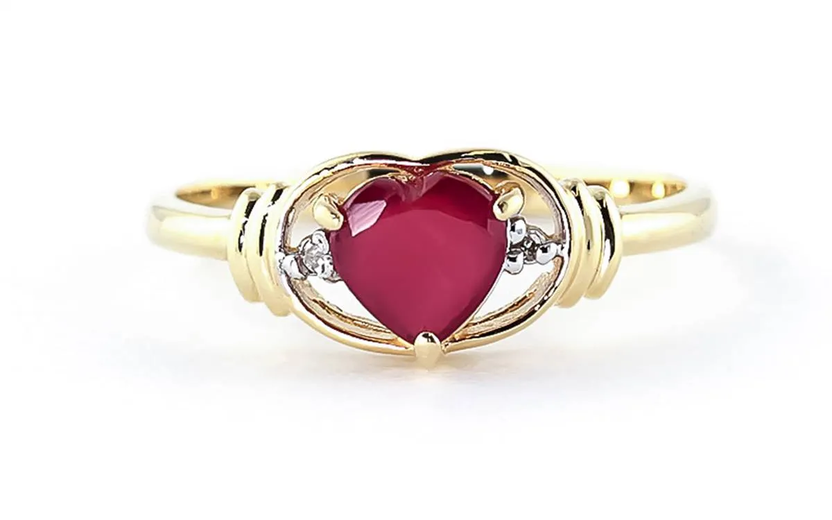 1.01 Carat 14K Solid Yellow Gold Woman Of Substance Ruby Diamond Ring