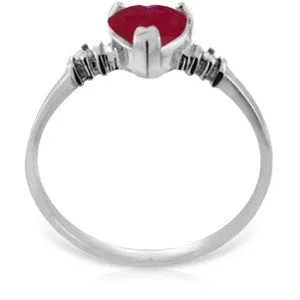 1.03 Carat 14K Solid White Gold Ring Natural Ruby Diamond