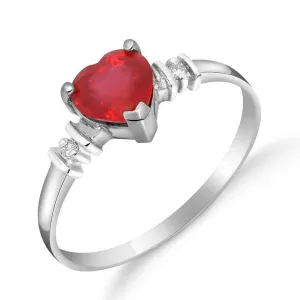 1.03 Carat 14K Solid White Gold Ring Natural Ruby Diamond