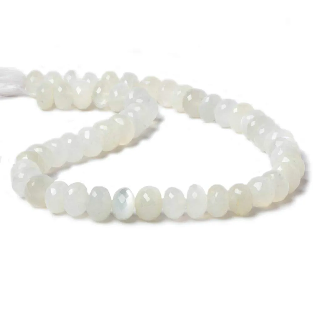 10mm White Moonstone faceted rondelle beads 13.5 inch 49 pieces