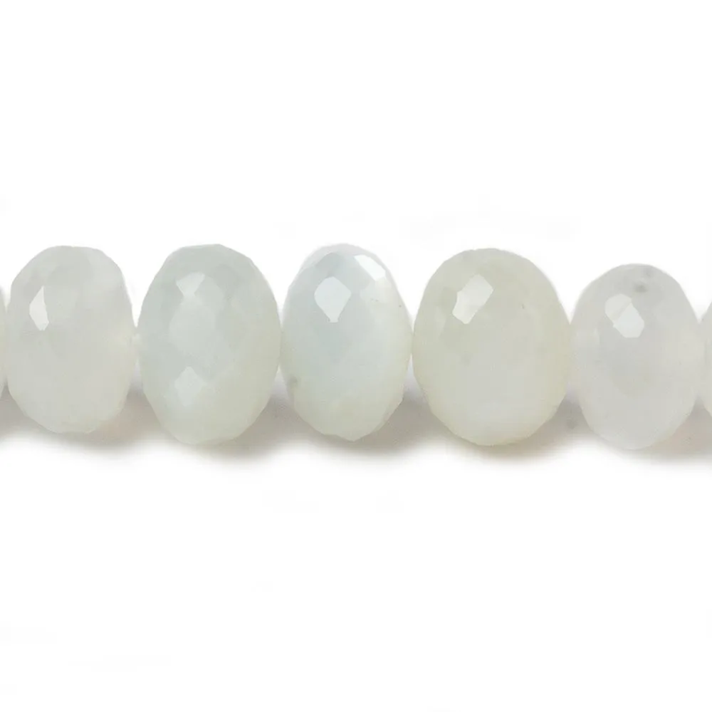 10mm White Moonstone faceted rondelle beads 13.5 inch 49 pieces