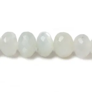 10mm White Moonstone faceted rondelle beads 13.5 inch 49 pieces