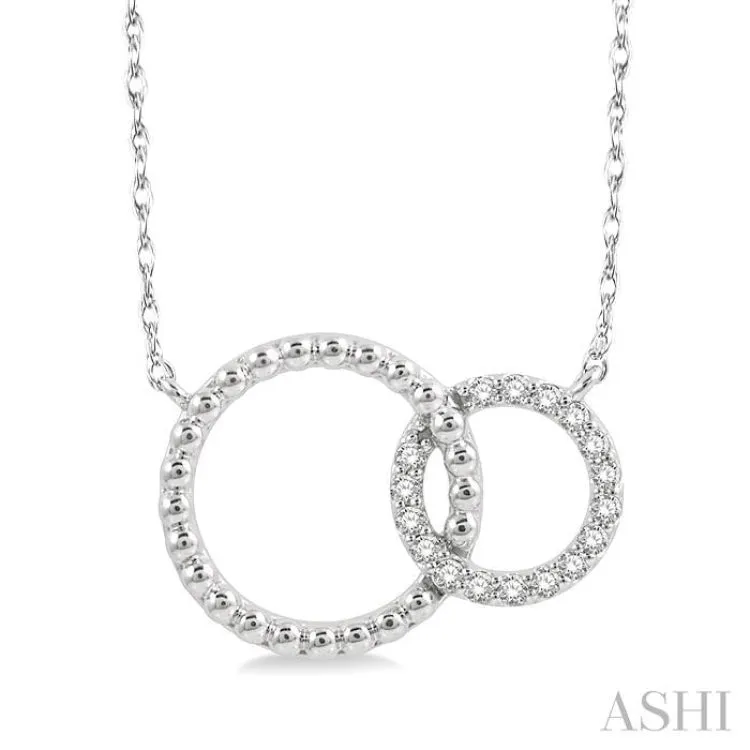 1/10 ctw Interlocking Twin Circles Round Cut Diamond Necklace in 10K White Gold