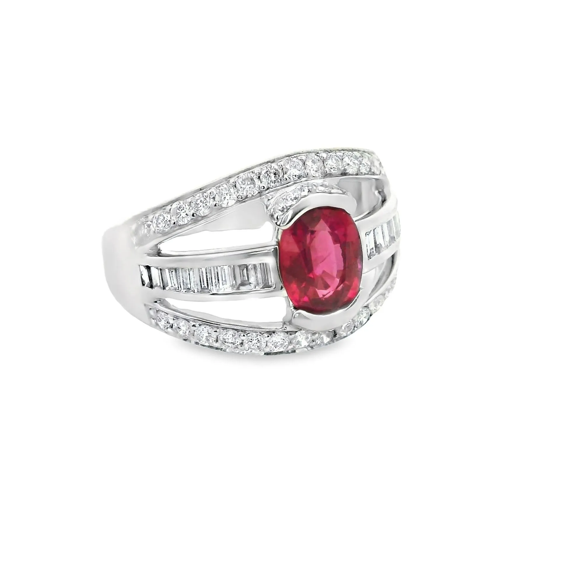 1.46 Carat Ruby diamond Platinum Band Ring