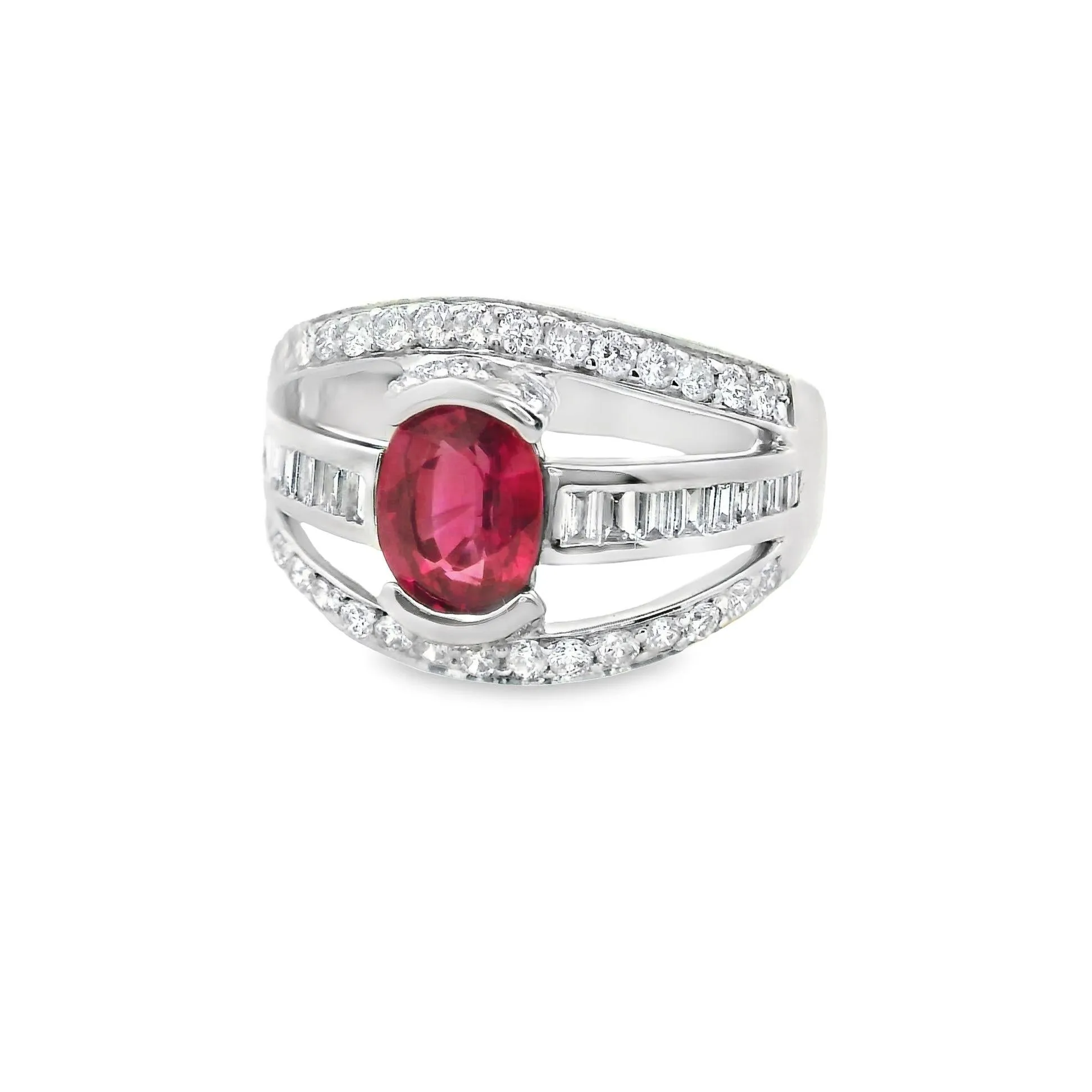 1.46 Carat Ruby diamond Platinum Band Ring