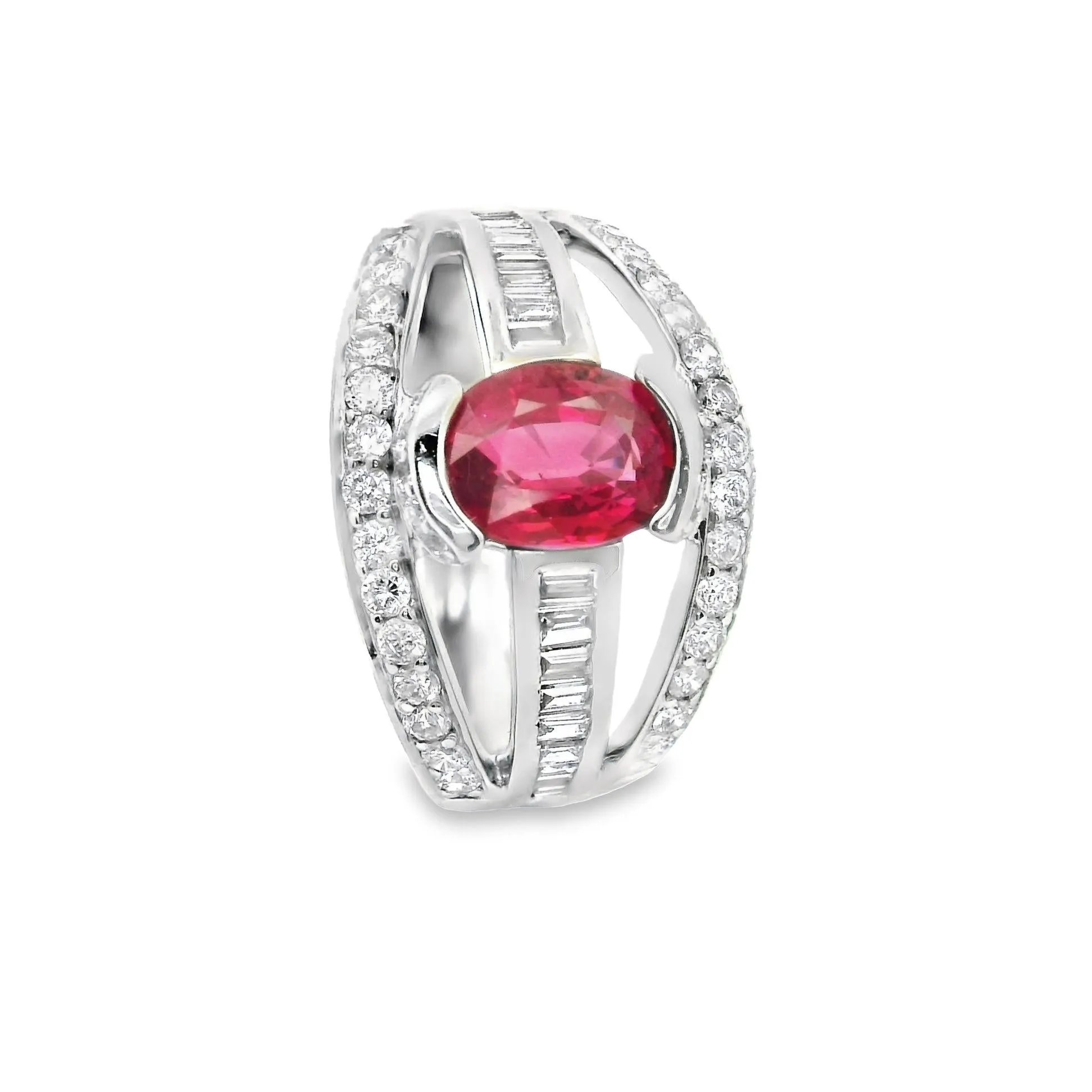 1.46 Carat Ruby diamond Platinum Band Ring