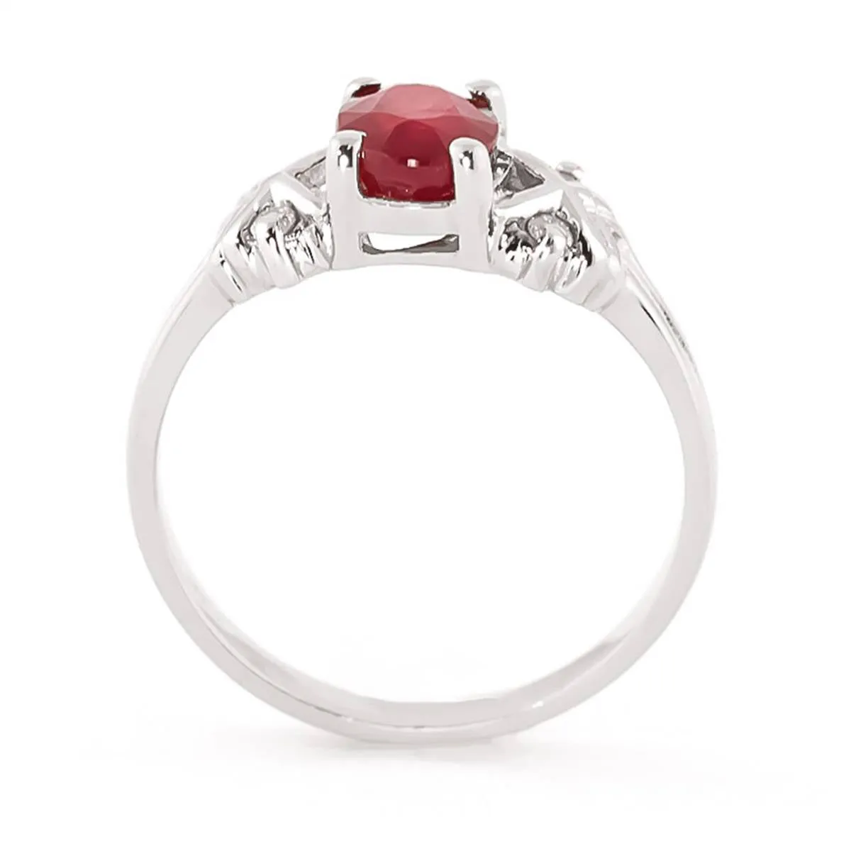 1.47 Carat 14K Solid White Gold Ring Diamond Ruby