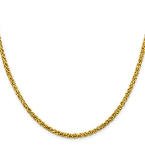 14K 3.45mm Semi-Solid Spiga Wheat with Lobster Clasp Gold Chain