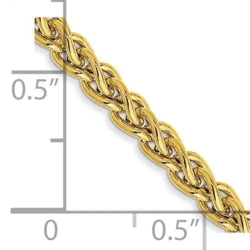 14K 3.45mm Semi-Solid Spiga Wheat with Lobster Clasp Gold Chain