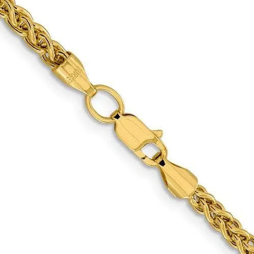 14K 3.45mm Semi-Solid Spiga Wheat with Lobster Clasp Gold Chain