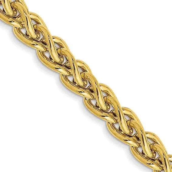 14K 3.45mm Semi-Solid Spiga Wheat with Lobster Clasp Gold Chain