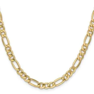 14K 6.5mm Semi-Solid Figaro with Lobster Clasp Yellow Gold Chain