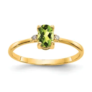 14k Diamond & Peridot Birthstone Ring QG