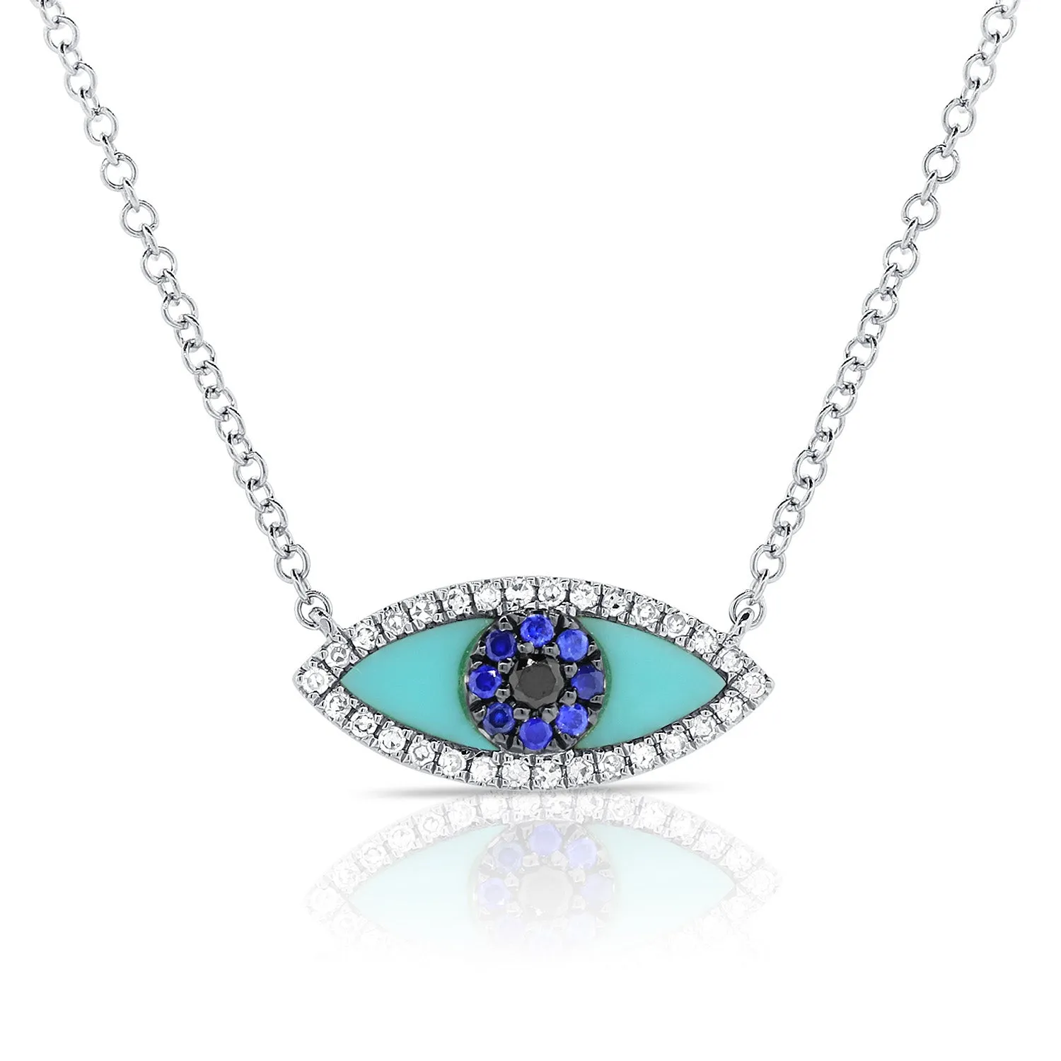 14k Gold & Diamond Turquoise Evil Eye Necklace