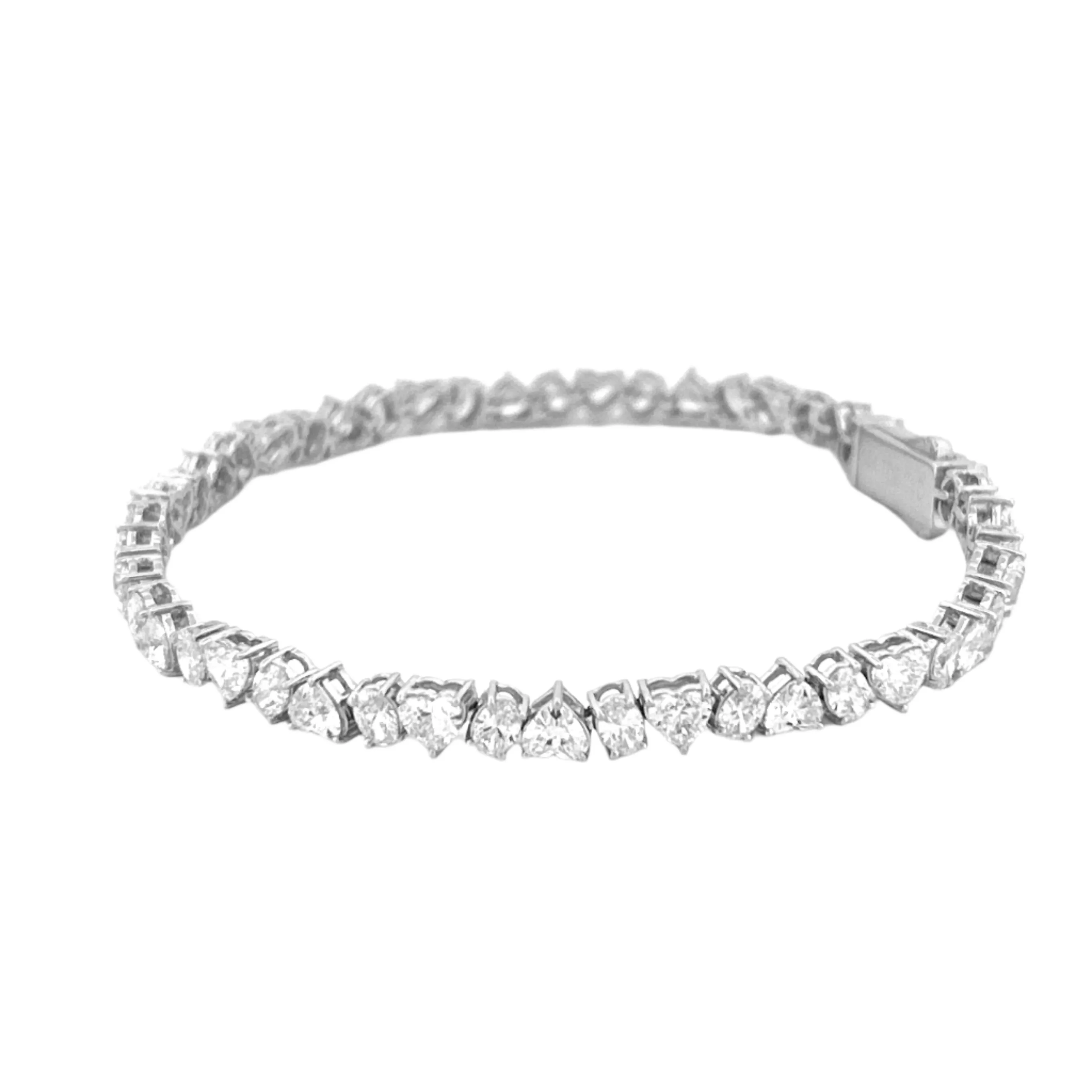 14K Gold Multi Shape Heart Lab Grown Diamond Tennis Bracelet