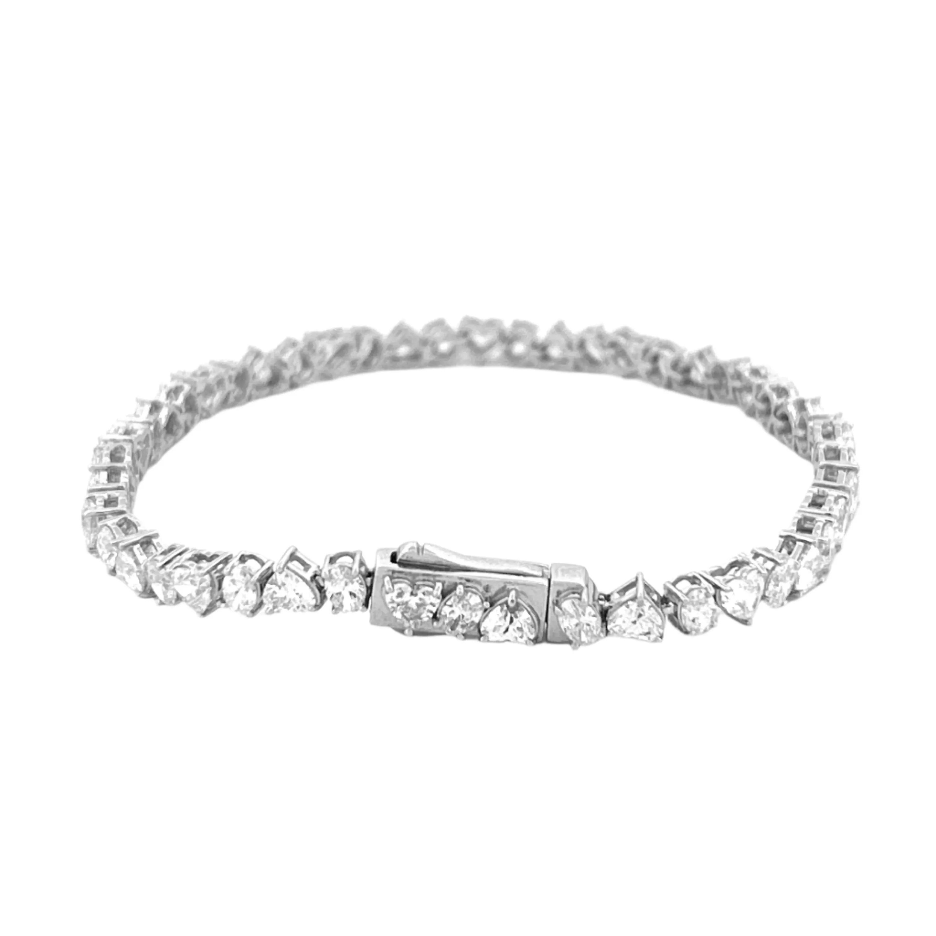 14K Gold Multi Shape Heart Lab Grown Diamond Tennis Bracelet