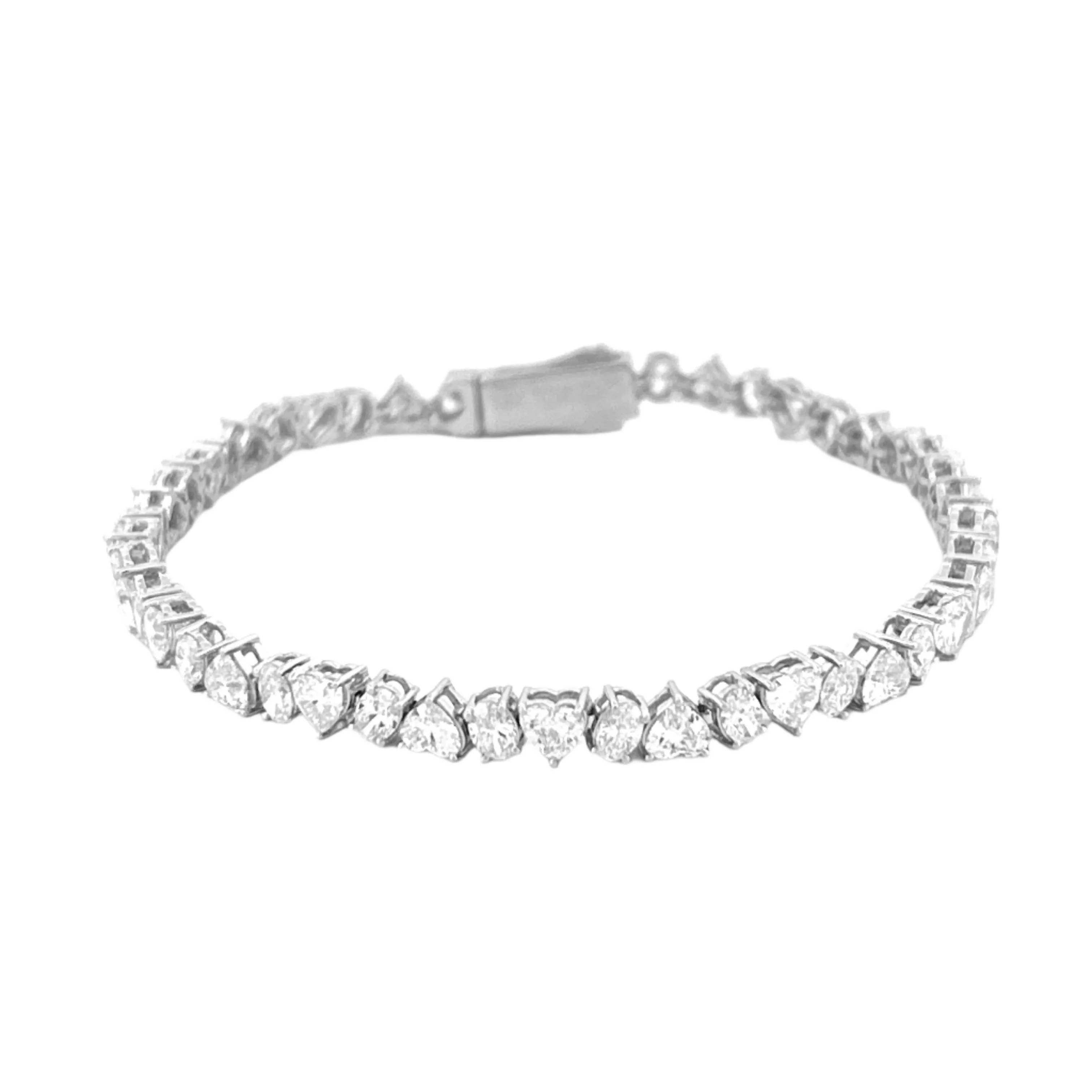 14K Gold Multi Shape Heart Lab Grown Diamond Tennis Bracelet