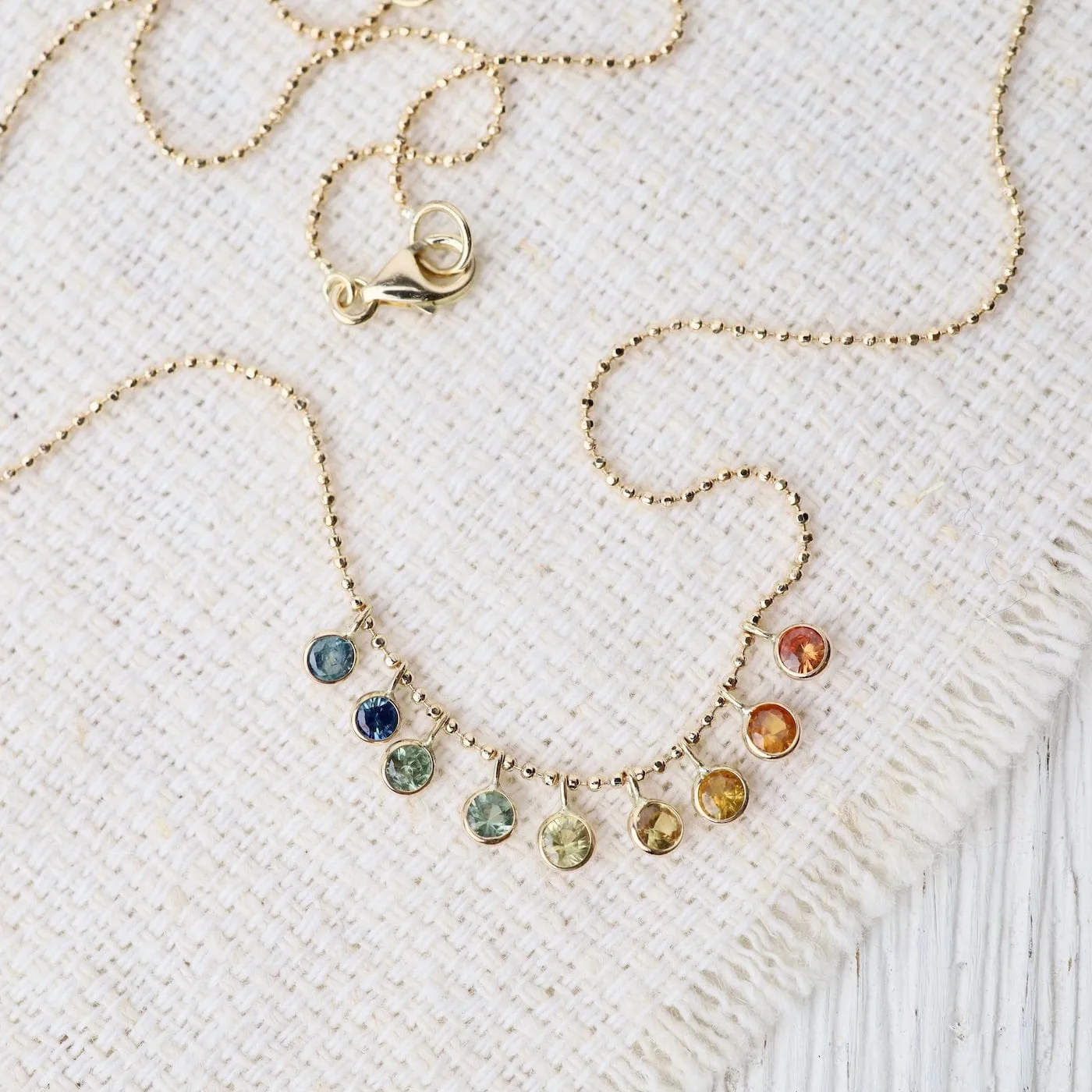 14k Rainbow Sapphire Cleopatra Necklace