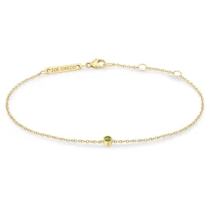 14k Single Peridot Bezel Bracelet | August Birthstone