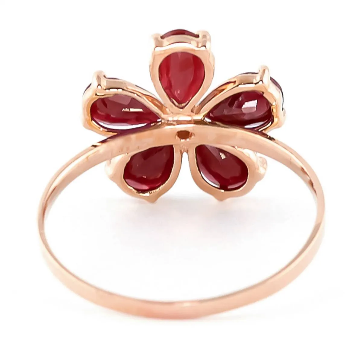 14K Solid Rose Gold Ring Natural Diamond & Ruby Jewelry