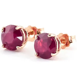 14K Solid Rose Gold Stud Earrings Natural Ruby Gemstone