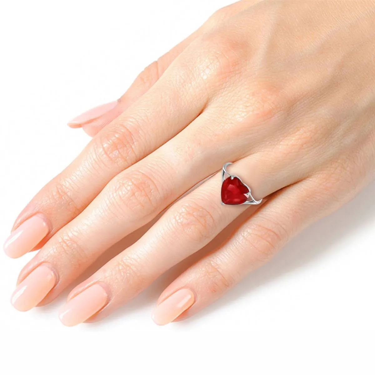 14K Solid White Gold Ring w/ Natural 10.0 mm Heart Ruby