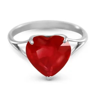 14K Solid White Gold Ring w/ Natural 10.0 mm Heart Ruby