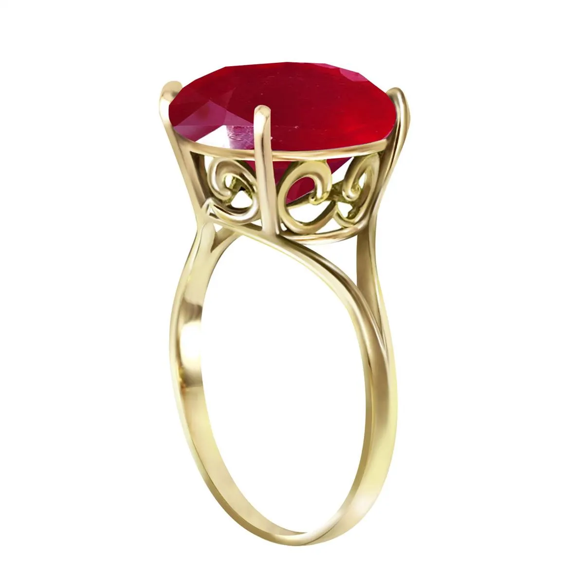 14K Solid Yellow Gold Ring w/ Natural 12.0 mm Round Ruby