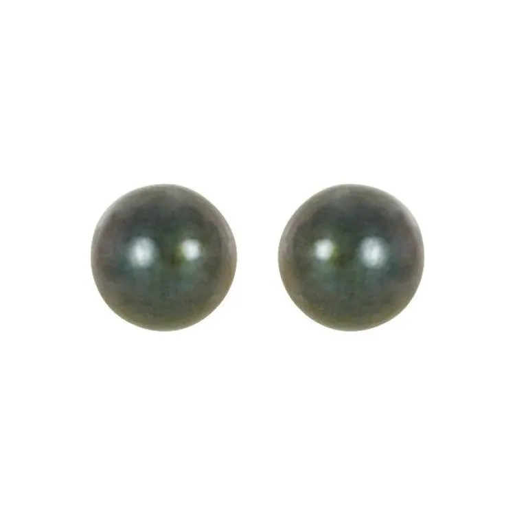 14K White 4 mm Cultured Black Akoya Pearl Earrings