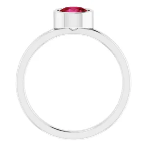 14K White 6 mm Lab-Grown Ruby Ring