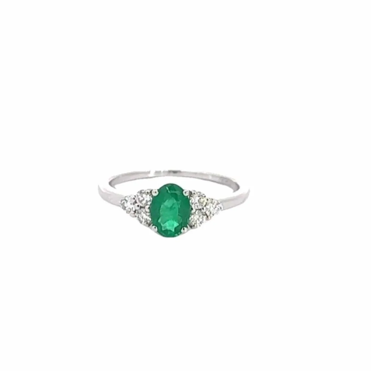 14k White Gold Natural Emerald Ring