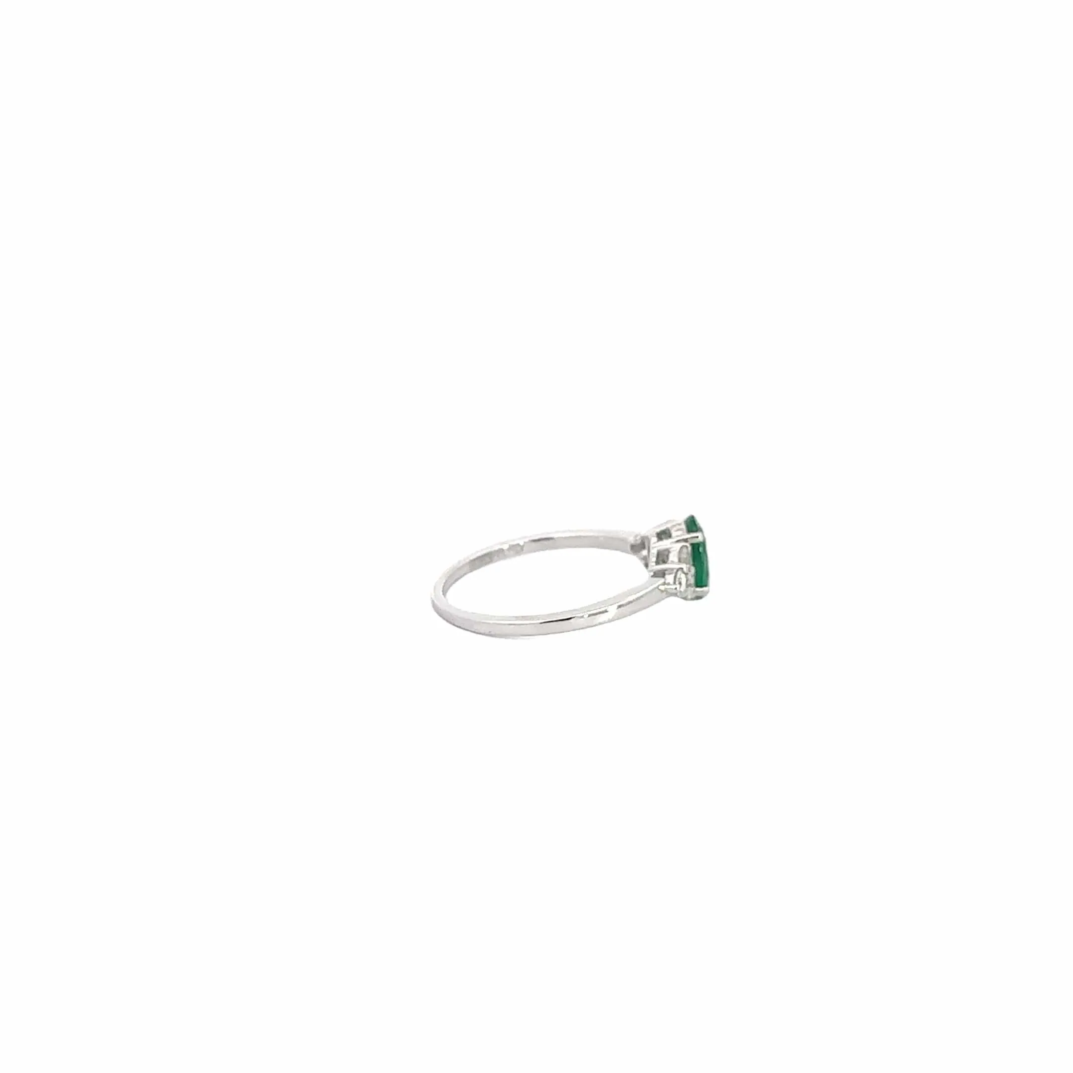 14k White Gold Natural Emerald Ring