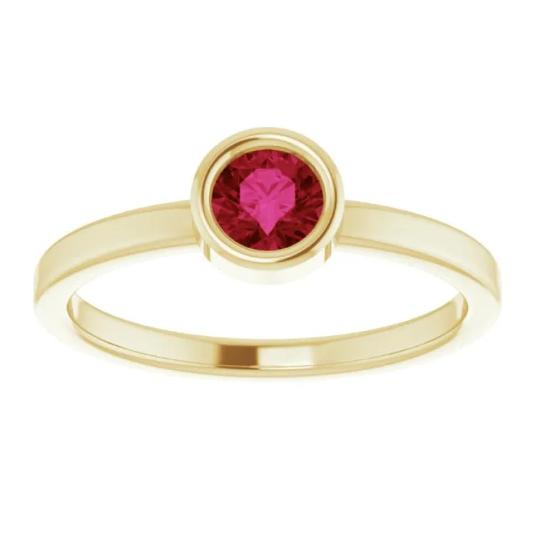 14K Yellow 4.5 mm Lab-Grown Ruby Ring