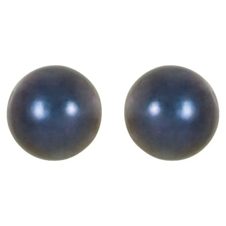 14K Yellow 6 mm Cultured Black Akoya Pearl Earrings