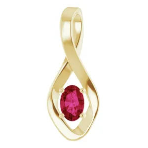 14K Yellow 6x4 mm Oval Natural Ruby Pendant