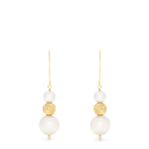 14K Yellow Gold Cultured Fresh Water Pearl Earrings