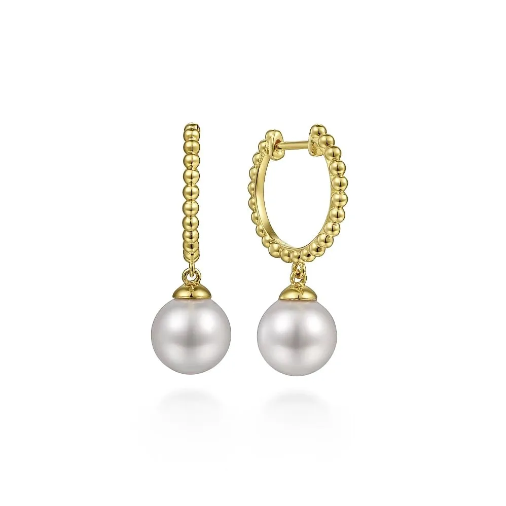 14K Yellow Gold Cultured Freshwater Pearl Dangle Earrings