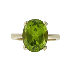 14K Yellow Gold Oval Peridot Ring