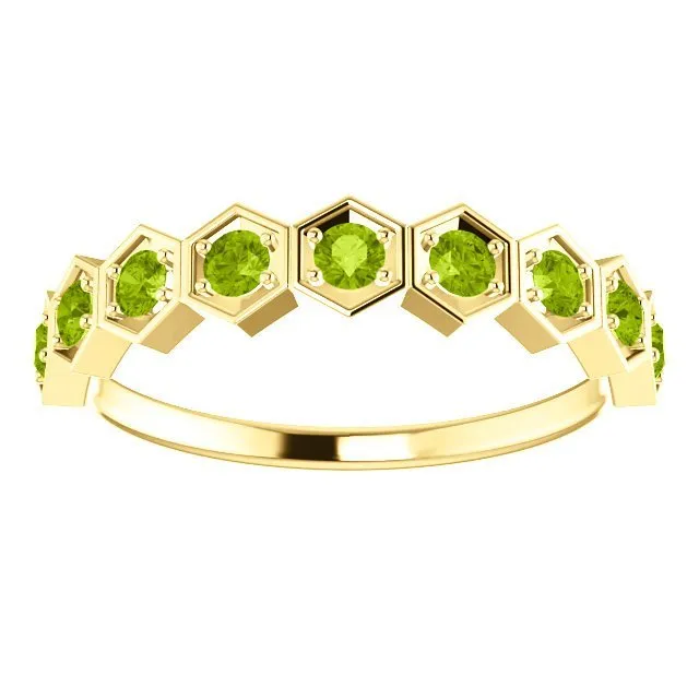 14KT GOLD 0.54 CARAT PERIDOT HEXAGONAL STACKABLE RING