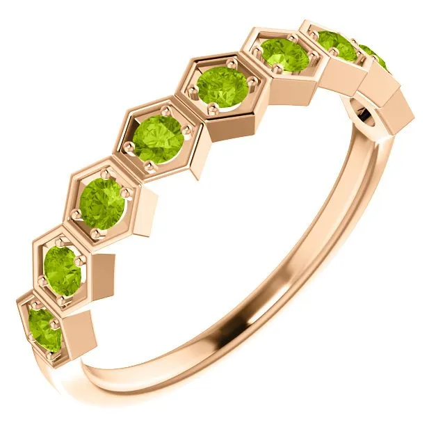 14KT GOLD 0.54 CARAT PERIDOT HEXAGONAL STACKABLE RING