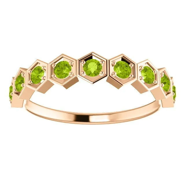 14KT GOLD 0.54 CARAT PERIDOT HEXAGONAL STACKABLE RING