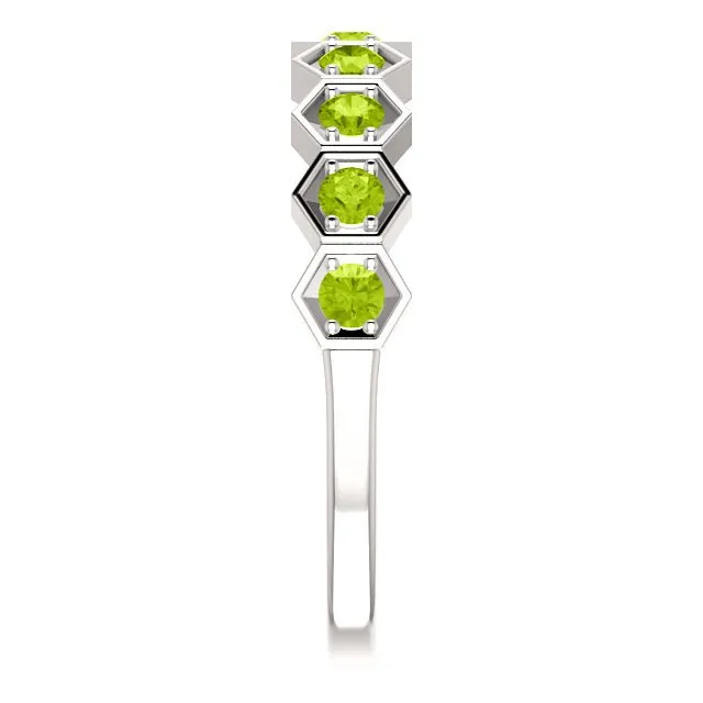 14KT GOLD 0.54 CARAT PERIDOT HEXAGONAL STACKABLE RING