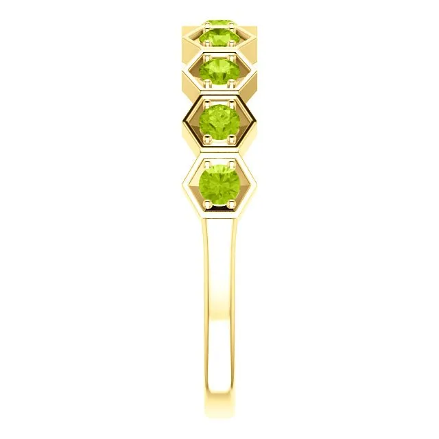 14KT GOLD 0.54 CARAT PERIDOT HEXAGONAL STACKABLE RING