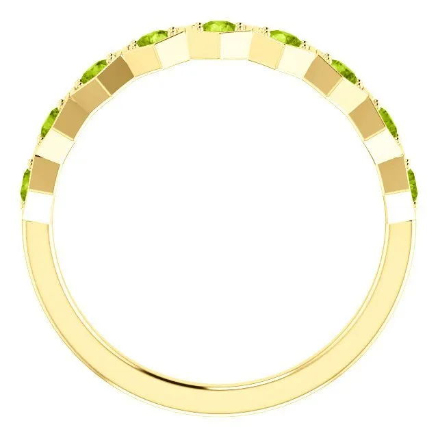 14KT GOLD 0.54 CARAT PERIDOT HEXAGONAL STACKABLE RING