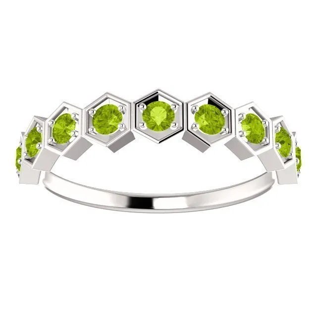 14KT GOLD 0.54 CARAT PERIDOT HEXAGONAL STACKABLE RING