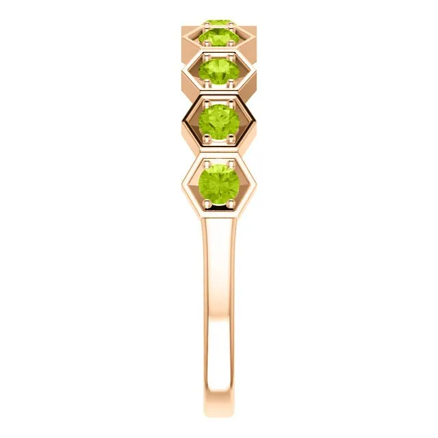 14KT GOLD 0.54 CARAT PERIDOT HEXAGONAL STACKABLE RING