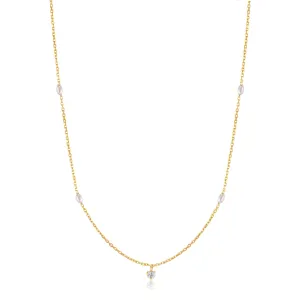 14kt Gold Pearl and White Sapphire Necklace