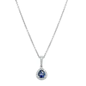 18ct White Gold .51ct Sapphire & Diamond Pendant