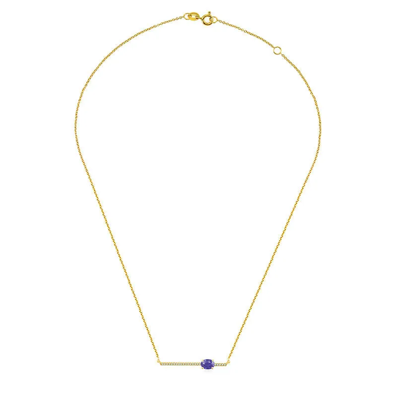 18k Gold Line Diamond Necklace with Sapphire